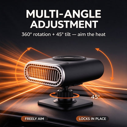 🚗 Chauffage portable et dégivreur de pare-brise 2-en-1 pour voiture 🚗 – Rotation à 360° et 3 niveaux – Pour dégivrer, désembuer et chauffer rapidement l’habitacle ⚡