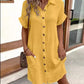 🏖️Soldes d'été -50%✨Robe Midi Femme – Légère, Flatteuse & Chic Sans Effort ! Robe Boutonnée avec Poches 🇫🇷☀️