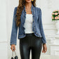 🧥 50% DE RÉDUCTION 🌸 Veste en jean pour femme à volants et devant ouvert – Légère & féminine – Polyvalente, chic – parfaite pour la mi-saison ou les soirées d’été 👗