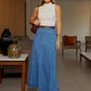 Jupe Maxi en Jean Taille Haute Coupe A pour Femme