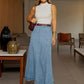 Jupe Maxi en Jean Taille Haute Coupe A pour Femme