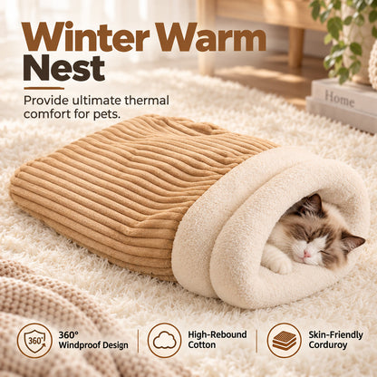 🔥⏰50% DE RÉDUCTION 🐱 Nid chat fermé épais chaud, peluche douce, parfait pour l’automne et l’hiver ❄️