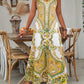 📢📢50% OFF !! ⏰Women’s Retro Print V-Neck Sleeveless Maxi Dress