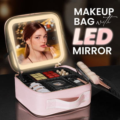 🌸 50% OFF NOW! 🌸 Flawless Makeup Anywhere – Portable LED Mirror Makeup Bag! ✨