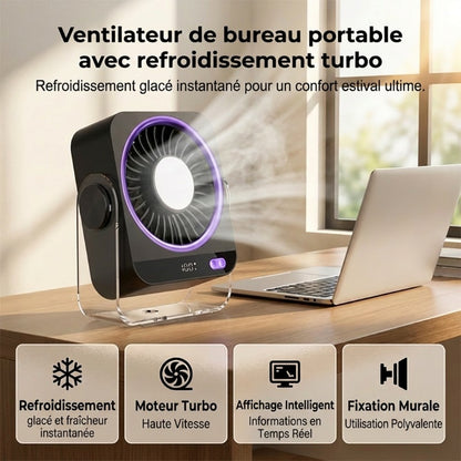 Ventilateur Portable de Bureau et Mural avec Écran LED