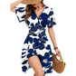 💃Soldes Été 2026 – -50% ! 🌈Robe Courte Femme À Manches Volantées, Col V Sexy & Poches – Robe Portefeuille Fleurie