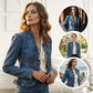 🧥 50% DE RÉDUCTION 🌸 Veste en jean pour femme à volants et devant ouvert – Légère & féminine – Polyvalente, chic – parfaite pour la mi-saison ou les soirées d’été 👗