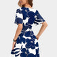 💃Soldes Été 2026 – -50% ! 🌈Robe Courte Femme À Manches Volantées, Col V Sexy & Poches – Robe Portefeuille Fleurie