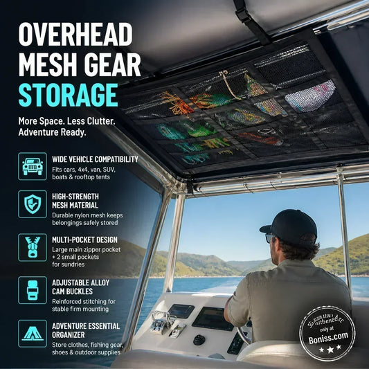 🎣 50% DE RÉDUCTION! 🚤 Filet de rangement plafond – Multi-compartiments & réglable ✨