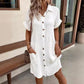🏖️Soldes d'été -50%✨Robe Midi Femme – Légère, Flatteuse & Chic Sans Effort ! Robe Boutonnée avec Poches 🇫🇷☀️