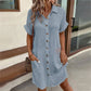 🏖️Soldes d'été -50%✨Robe Midi Femme – Légère, Flatteuse & Chic Sans Effort ! Robe Boutonnée avec Poches 🇫🇷☀️