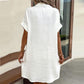 🏖️Soldes d'été -50%✨Robe Midi Femme – Légère, Flatteuse & Chic Sans Effort ! Robe Boutonnée avec Poches 🇫🇷☀️
