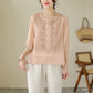 🌸 -50% MAINTENANT ! 🌸 Chemise Femme Col Rond Manches Courtes en Lin Coton Respirant avec Broderie