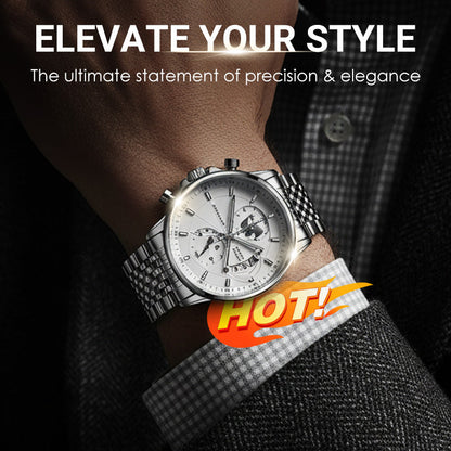 📢📢50 % DE RÉDUCTION !! ⏰  Montre à Quartz pour Homme – Cadran Lumineux, Étanche & Style Classique 🔦