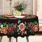 🏵️🌿 Nappe mexicaine à fleurs bord festonné – Imprimé éclatant, finition artisanale, la touche colorée et chaleureuse pour vos repas en famille et vos réceptions entre amis ☀️🍷