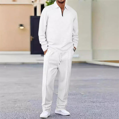 📢📢50 % de réduction !! ⏰Ensemble sweat-shirt en maille gaufrée et pantalon droit pour homme