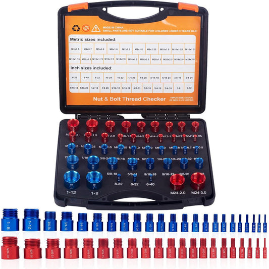 📢📢50 % DE RÉDUCTION !! ⏰ Kit de Vérification du Filetage 2-en-1 – Identification Précise, Métrique & Impérial, Jauges en Acier Trempé for Écrous, Boulons et Trous Filetés ✨🔩
