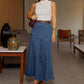 Jupe Maxi en Jean Taille Haute Coupe A pour Femme