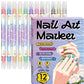 💅✨ PROMO FLASH -50% ! Stylos Marqueurs Nail Art Double Pointe – 12/24 Couleurs, Séchage Rapide, Sans Lampe UV, Formule à Base d'Eau, Idéal Débutantes & Pros 🎨