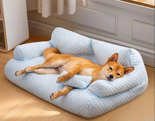 🐾 PROMO LIMITÉE 50% DE RÉDUCTION ! ✨ Lit Rafraîchissant pour Chien – Soie Glacée, Respirant, Lavable 💙