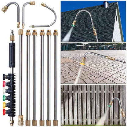 🎁🔧 PROMO FLASH 60% ! Kit de Rallonge de Lance pour Nettoyeur Haute Pression – 4000 PSI, 6 Buses, Laiton/Inox, Parfait pour Toits, Gouttières & Surfaces Inaccessibles 🏠