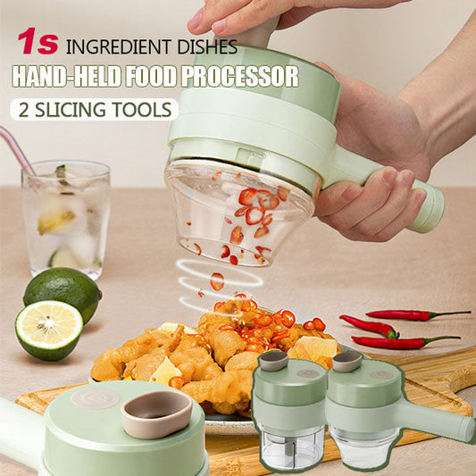 🥒 PROMO FLASH : 50% DE RÉDUCTION ! Hachoir et Coupe-Légumes Électrique 4-en-1 Sans Fil Rechargeable USB, Tranchage Direct en Poêle & Bol Mixeur 250 ml for une Préparation Culinaire Express et Sans Effort ✨