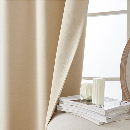 📢📢50% DE RÉDUCTION !! ⏰ Rideaux Décoratifs Élégants – Toile Occultante & Isolation Thermique – Œillets Métalliques – Teinte Beige Intemporelle – Ambiance Douce & Intimité Préservée ☁️