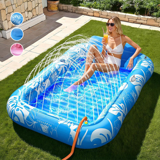 🏊🌊 PROMO FLASH 50% ! Chaise Longue Gonflable Piscine – Double, 208x130cm, 159kg, Coussin, Porte-Gobelets, Housse Incluse, Idéale Détente & Bronzage ☀️