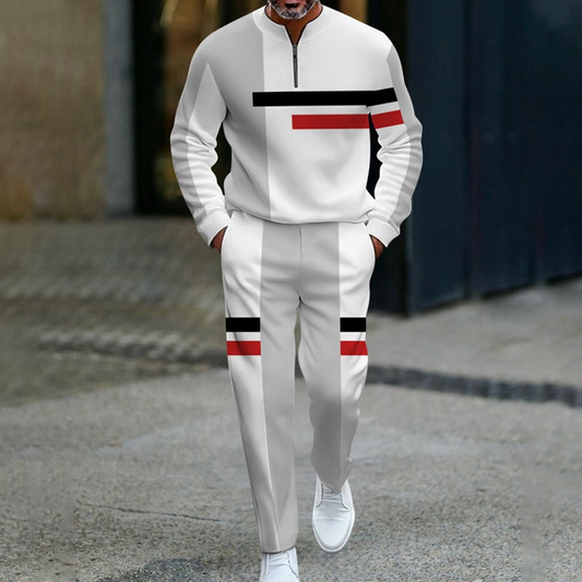 Ensemble de survêtement color-block à demi-zip pour homme