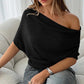 🌺50 % de réduction👚✨Haut asymétrique à épaules dénudées et manches chauve-souris pour femme💞