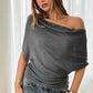 🌺50 % de réduction👚✨Haut asymétrique à épaules dénudées et manches chauve-souris pour femme💞