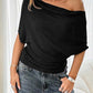 🌺50 % de réduction👚✨Haut asymétrique à épaules dénudées et manches chauve-souris pour femme💞