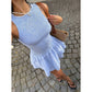 👗 50% DE RÉDUCTION 💃 Robe mini sans manches à carreaux vichy & smocks – Extensible & confortable – Parfaite pour les vacances, la plage ou les journées chaudes – style rétro et facile à porter ✨🌞