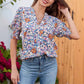 🌸 PROMO FLASH 60% DE RÉDUCTION ! 💃 Chemisier Floral Femme – Manches Bâclées Romantiques & Col en V 📿