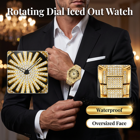 ⌚💎 PROMO EXCEPTIONNELLE 55% ! Montre Homme Cadran Rotatif Serti de Diamants – Lunette Tournante, Verre Minéral, Mouvement Quartz, Style Audacieux & Luxueux pour Soirées 🔥