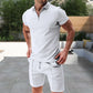 👕☀️ PROMO FLASH 50% ! Ensemble Été Homme 2 Pièces – T-shirt Col Revers & Short à Cordon, Léger Respirant, 6 Couleurs, Taille M-3XL 🩳