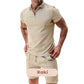 👕☀️ PROMO FLASH 50% ! Ensemble Été Homme 2 Pièces – T-shirt Col Revers & Short à Cordon, Léger Respirant, 6 Couleurs, Taille M-3XL 🩳