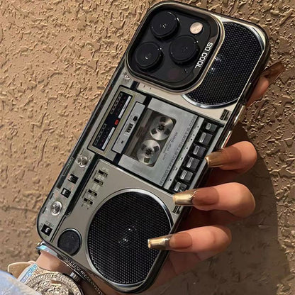 ⏳ 50% DE RÉDUCTION! ⏰ Coque Téléphone Style Boombox Rétro – Design Cassette Vintage Années 80, Matériau TPU Durable, Protection 3D, Boutons Accès Complet 📱