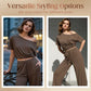 👗 PROMO LIMITÉE -50% ! 💥 Ensemble 2 Pièces Femme – Top Asymétrique Épaules Dénudées & Pantalon Large, Tissu Doux ✨