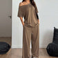 👗 PROMO LIMITÉE -50% ! 💥 Ensemble 2 Pièces Femme – Top Asymétrique Épaules Dénudées & Pantalon Large, Tissu Doux ✨