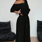 👗 PROMO LIMITÉE -50% ! 💥 Ensemble 2 Pièces Femme – Top Asymétrique Épaules Dénudées & Pantalon Large, Tissu Doux ✨