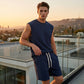 💪 PROMOTION LIMITÉE -50% ! 💥 Ensemble Débardeur & Short de Sport Casual pour Homme – Maille Gaufre, Poches Profondes, Coupe Décontractée ✨