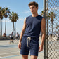 💪 PROMOTION LIMITÉE -50% ! 💥 Ensemble Débardeur & Short de Sport Casual pour Homme – Maille Gaufre, Poches Profondes, Coupe Décontractée ✨