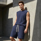 💪 PROMOTION LIMITÉE -50% ! 💥 Ensemble Débardeur & Short de Sport Casual pour Homme – Maille Gaufre, Poches Profondes, Coupe Décontractée ✨