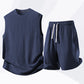 💪 PROMOTION LIMITÉE -50% ! 💥 Ensemble Débardeur & Short de Sport Casual pour Homme – Maille Gaufre, Poches Profondes, Coupe Décontractée ✨