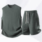 💪 PROMOTION LIMITÉE -50% ! 💥 Ensemble Débardeur & Short de Sport Casual pour Homme – Maille Gaufre, Poches Profondes, Coupe Décontractée ✨