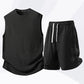 💪 PROMOTION LIMITÉE -50% ! 💥 Ensemble Débardeur & Short de Sport Casual pour Homme – Maille Gaufre, Poches Profondes, Coupe Décontractée ✨