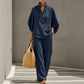 📢⏰👕 PROMO -50% ! Ensemble Femme – Haut Col Montant & Pantalon Large, Tissu Fluide, Style Décontracté Élégant (Multi-Couleurs)