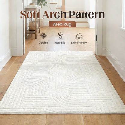 Tapis à motif en arc en peluche – ses poils courts ultra-doux procurent une sensation de chaleur et de confort sous les pieds. Profitez d'un confort optimal au quotidien ! 🏠✨