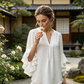 👚🔥 -50% ! Haut Femme Col V Volants Décontracté – Manches Voletées Élégantes Grâce Féminine Mouvement, Tissu Léger Respirant Confort Toute Journée Quatre Saisons, Coupe Ample Fluide Flatteuse · 4 Coloris · S-2XL ✨